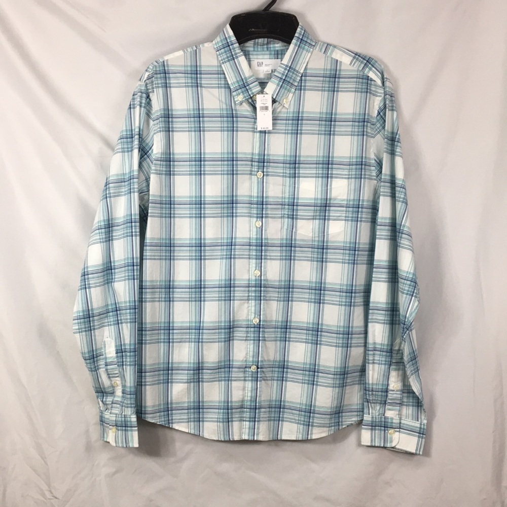GAP Mens Untucked Fit Stretch Long Sleeve Button Down Shirt Size L NEW With Tags